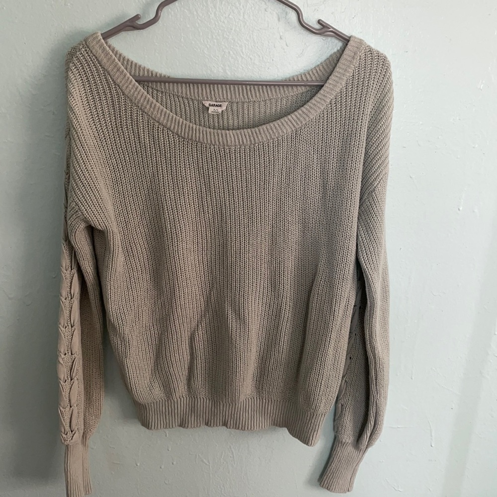 Off the shoulder sage sweater